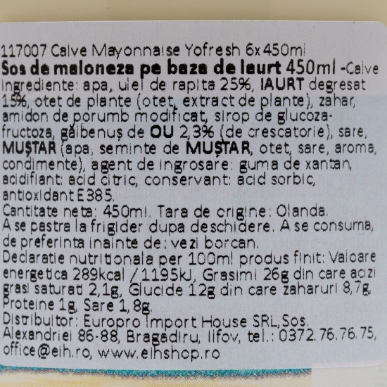 Sos de maioneză pe bază de iaurt 450ml