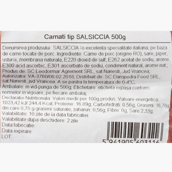 Cârnați tip Salsiccia 500g