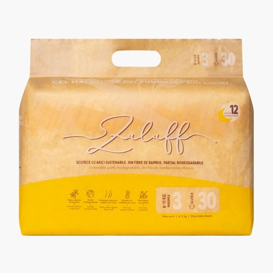 Scutece cu arici din bambus mărimea 3, 6-11kg, 30 buc