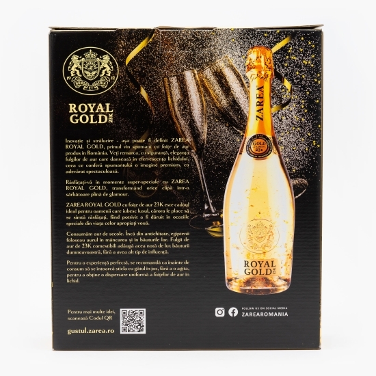 Cocktail efervescent cu aur 23K Royal Gold, 11%, 0.75l + 2 pahare
