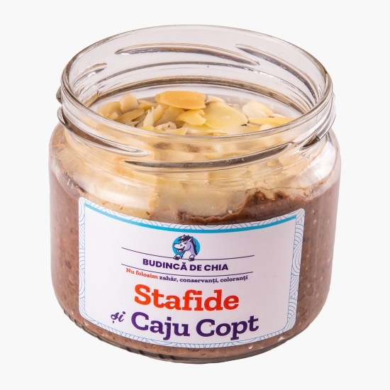 Budincă de chia cu stafide, caju copt și ciocolată 300g
