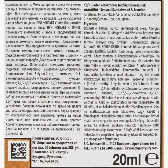 Rezervă pentru odorizant electric Bali Sandalwood & Jasmine 20ml 
