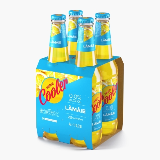 Bere blondă fără alcool cu aromă de lămâie, sticlă, 4x0.33l