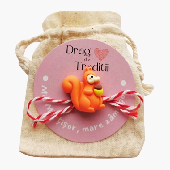 Mărțișor broșă Veveriță Jucăușă, din rășină