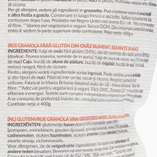 Granola fără gluten nuci și semințe 400g