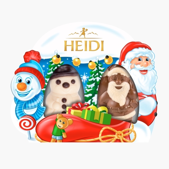 Figurine din ciocolată albă și lapte cu umplutură de praline 40g