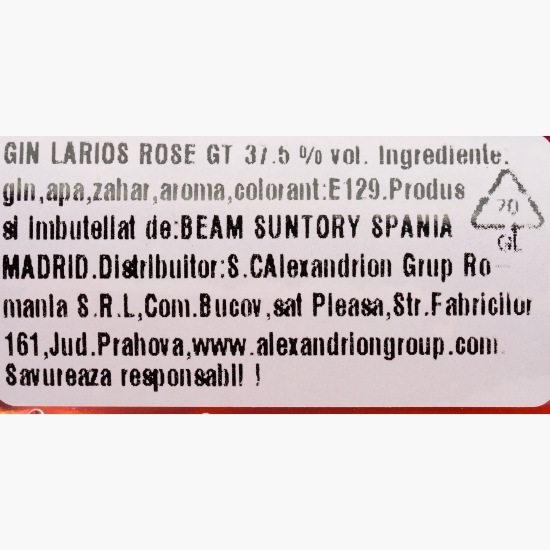 Gin rose Mediaterranea, 37.5%, 0.7l + pahar