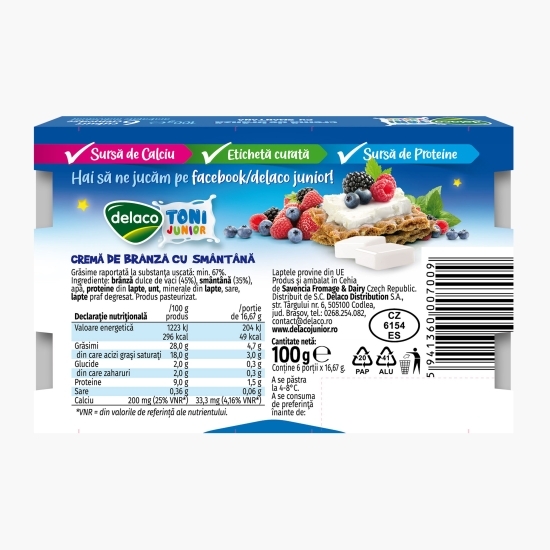Cremă de brânză cuburi cu smântână Toni Junior 100g