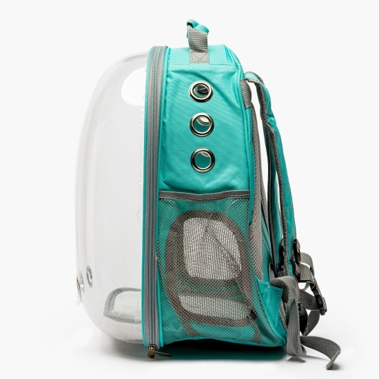 Rucsac pentru transport câini mici/pisici, verde/transparent, 31x29x43cm