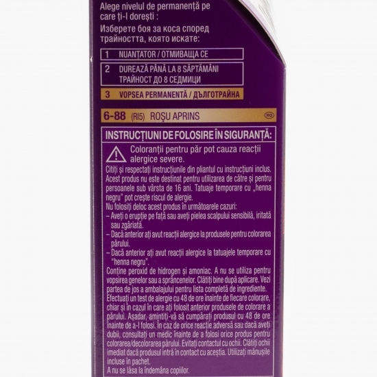 Vopsea de păr permanentă Intensive Color Cream, R15 (6-88) roșu aprins, 110ml