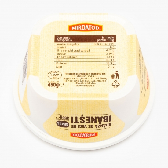 Brânză proaspătă de vaci de Ibănești, grasă 450g