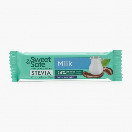 Ciocolată cu lapte, fără zahăr și îndulcitor stevie 25g