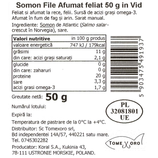 Somon file afumat feliat 50g
