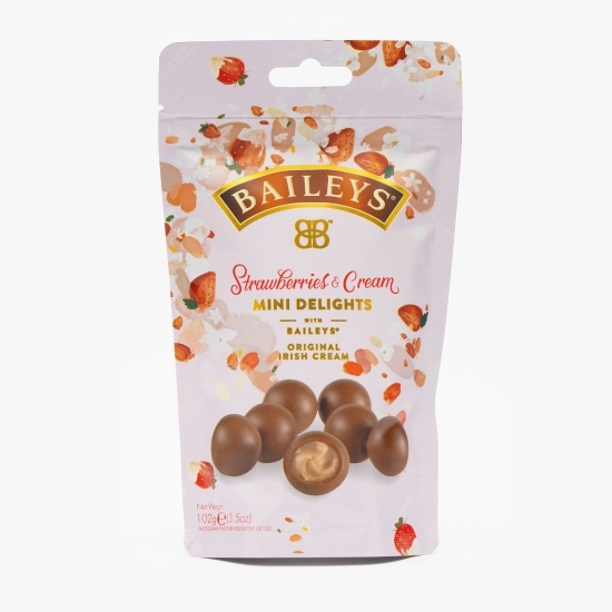 Trufe ciocolată Mini Delights cu cremă, căpșuni și lichior 102g