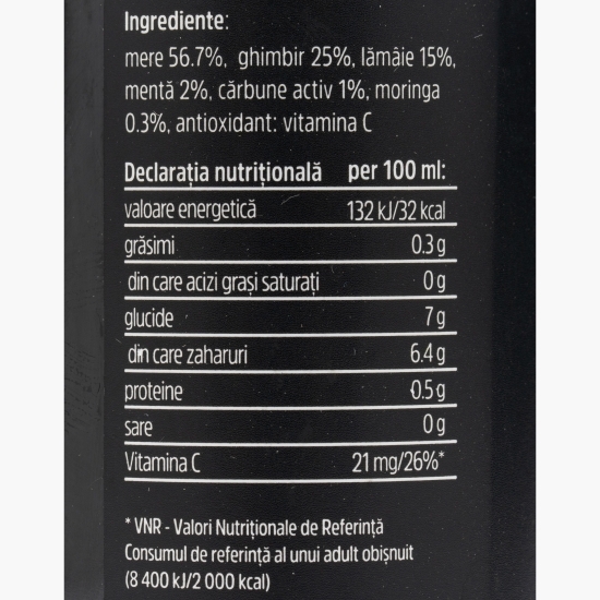 Shot cu moringa, cărbune activ și ghimbir 125ml