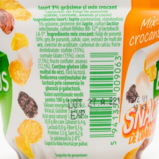 Iaurt 3% grăsime și mix crocant 168g