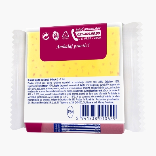 Brânză topită felii cu șuncă 140g