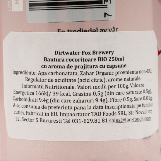 Apă carbogazoască eco cu aromă de Strawberry Cake 0.25l
