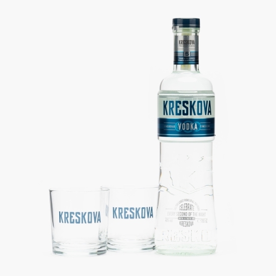 Vodcă 40% alc., 0.7l + 2 pahare
