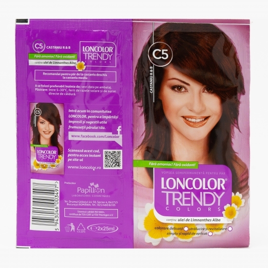 Vopsea semipermanentă pentru păr C5 castaniu R&B plicuri 2x25ml