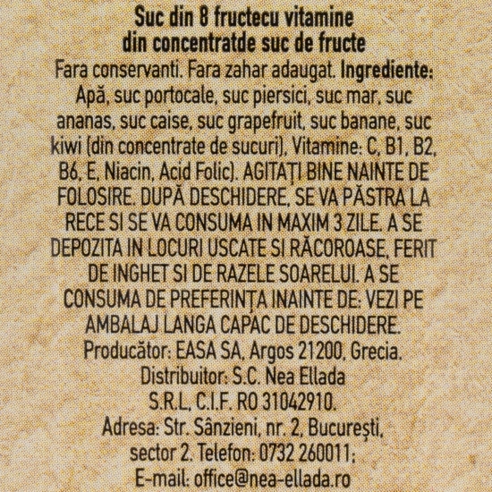 Suc 8 fructe multivitamine, fără zahăr adăugat 1l