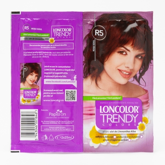 Vopsea semipermanentă pentru păr R5 roșu Soul plicuri 2x25ml