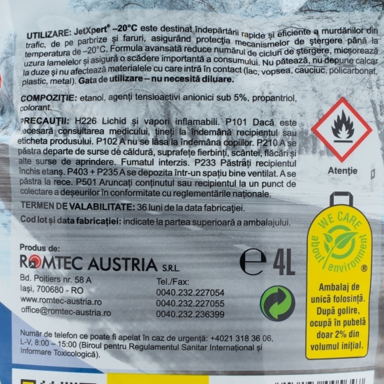 Lichid degivrare parbriz -20°C JetXpert 4l