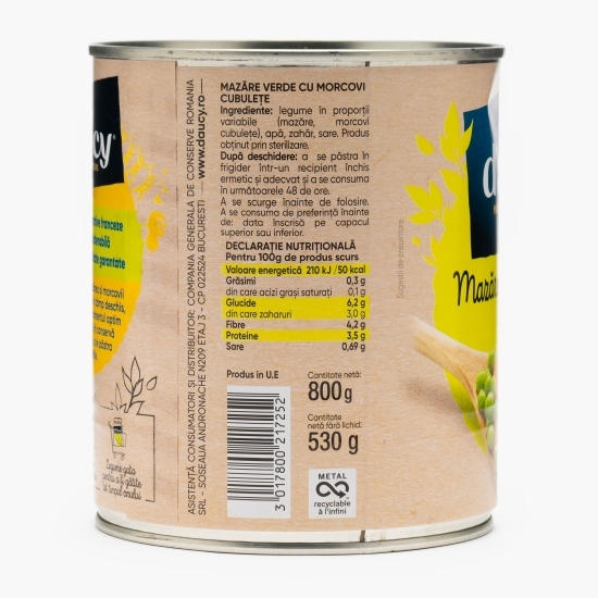 Mazăre verde cu morcovi cubulețe 800g