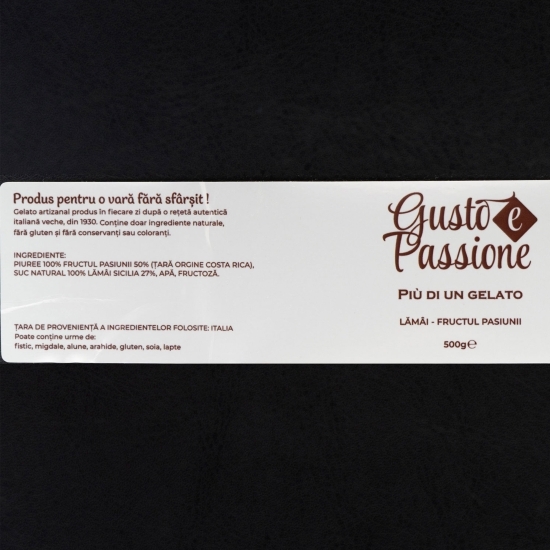 Înghețată italiană artizanală (gelato) lămâi și fructul pasiunii 500g