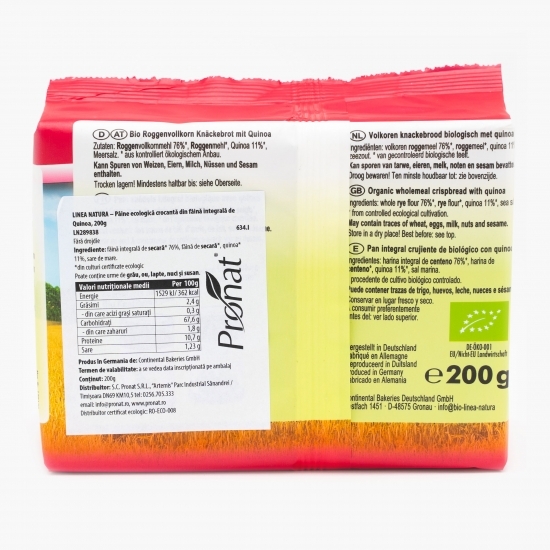 Pâine ecologică crocantă din făină integrală de quinoa, 200g