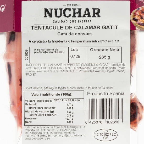 Tentacule de calamar gătit 265g