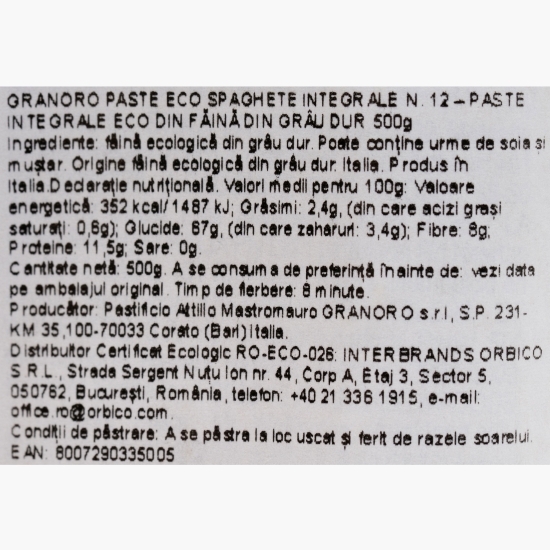 Paste Spaghetti integrale eco N.12 500g