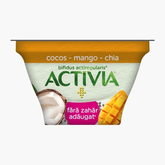 Iaurt cu mango, chia și cocos, 3.8% grăsime, fără zahăr adăugat, 150g