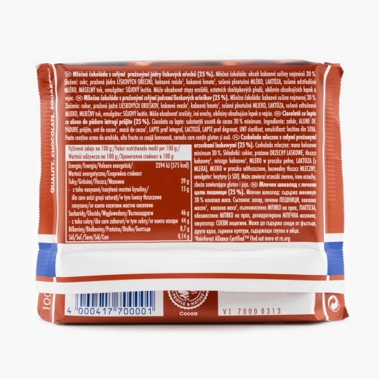 Ciocolată cu lapte cu alune de pădure întregi prăjite 100g