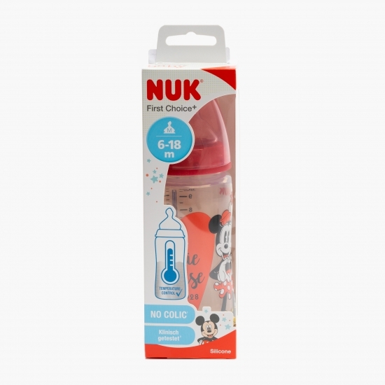 Biberon cu tetină de silicon, roșu, 6-18 luni, 300ml