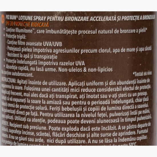 Loțiune spray cu protecție solară pentru bronzare accelerată SPF 30, 150ml