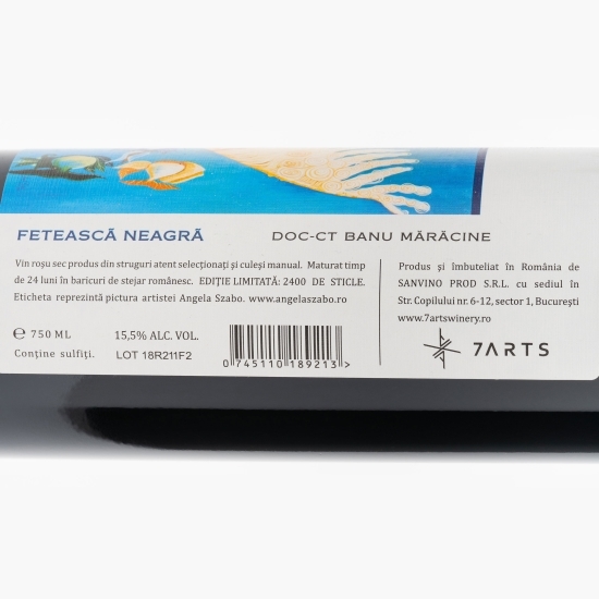 Vin roșu sec Fetească Neagră, 15.5%, 0.75l