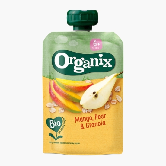 Piure ecologic de mango, pere și ovăz, 6+ luni, 100g