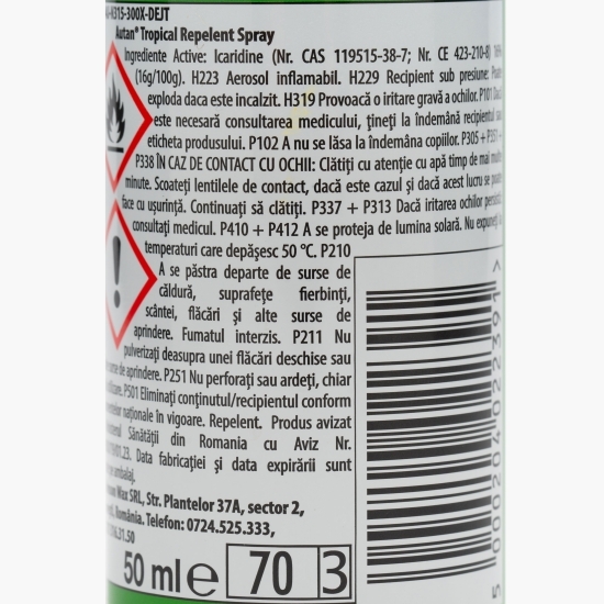 Spray împotriva țânțarilor și țânțarilor tropicali, Tropical, 50ml