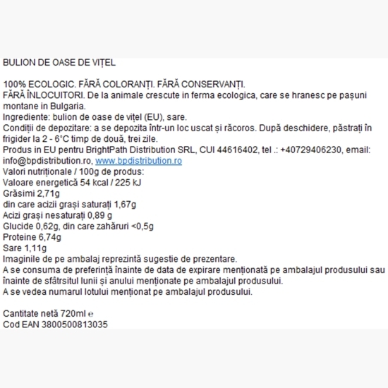 Bulion de oase de vițel 720ml