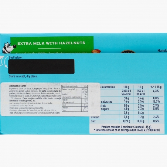 Ciocolată cu lapte și alune 90g