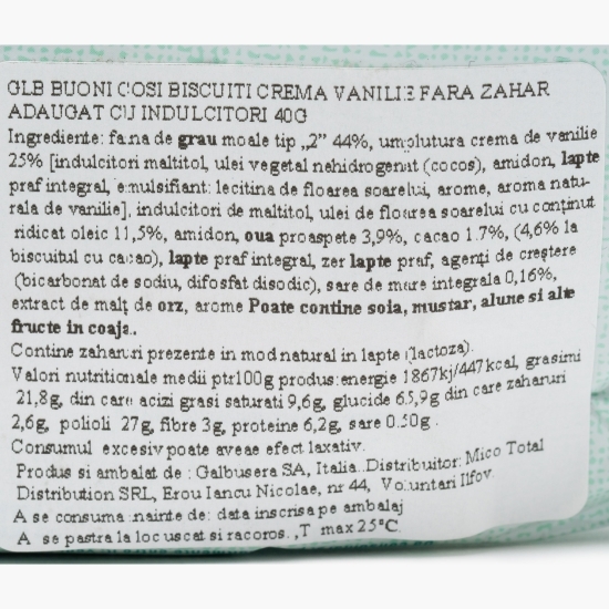 Biscuiți cu cremă de vanilie fără zahăr 40g