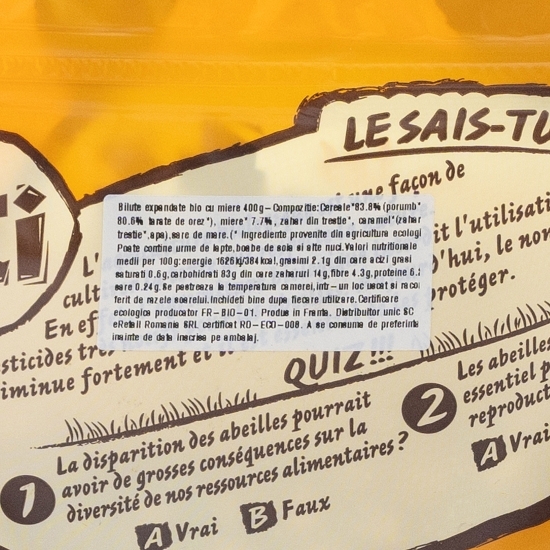 Biluțe de cereale expandate eco cu miere 400g