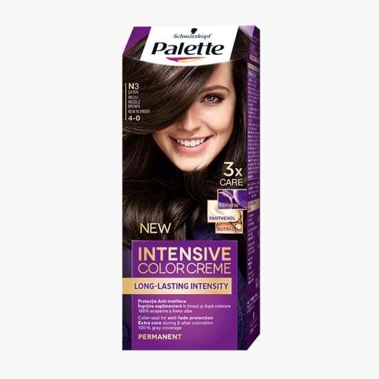 Vopsea de păr permanentă Intensive Color Cream, N3 (4-0) șaten mediu, 110ml