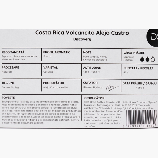 Costa Rica Volcancito Alejo Castro 250g cafea de specialitate boabe