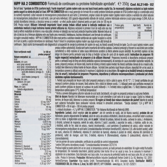 Formulă de lapte praf HA 2, +6 luni, 350g 