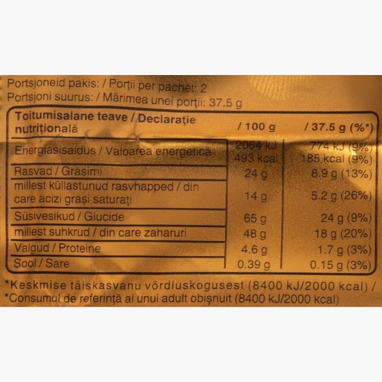 Baton cu biscuit și caramel învelit în ciocolată cu lapte, Xtra 2x37.5 g