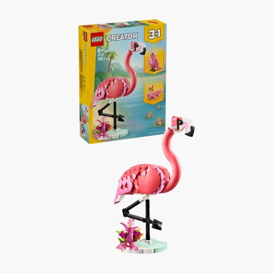Animale sălbatice: Flamingo Roz, 31170 Creator 3 în 1, 288 piese, +8 ani