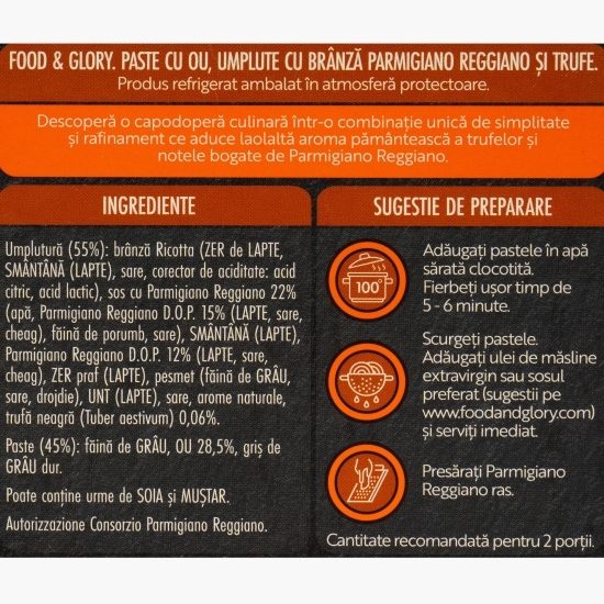 Paste proaspete cu ou umplute cu brânză Parmigiano și trufe 250g