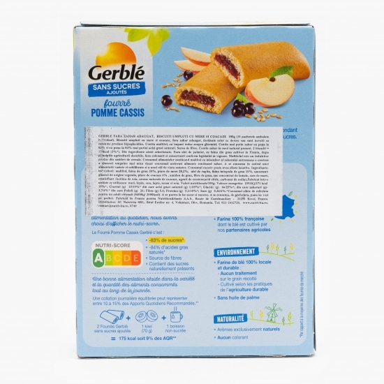 Biscuiți cu umplutură de măr și coacăze negre fără zahăr adăugat 180g
